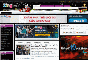 Giao diện trang Zing MP3 phiên bản 2