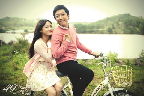 Nhã Phương với Trường Giang trong phim 49 ngày