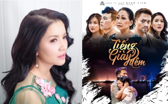 Ngọc Trinh và vở diễn 'Tiếng giày đêm' - Ảnh: T.V/ghép